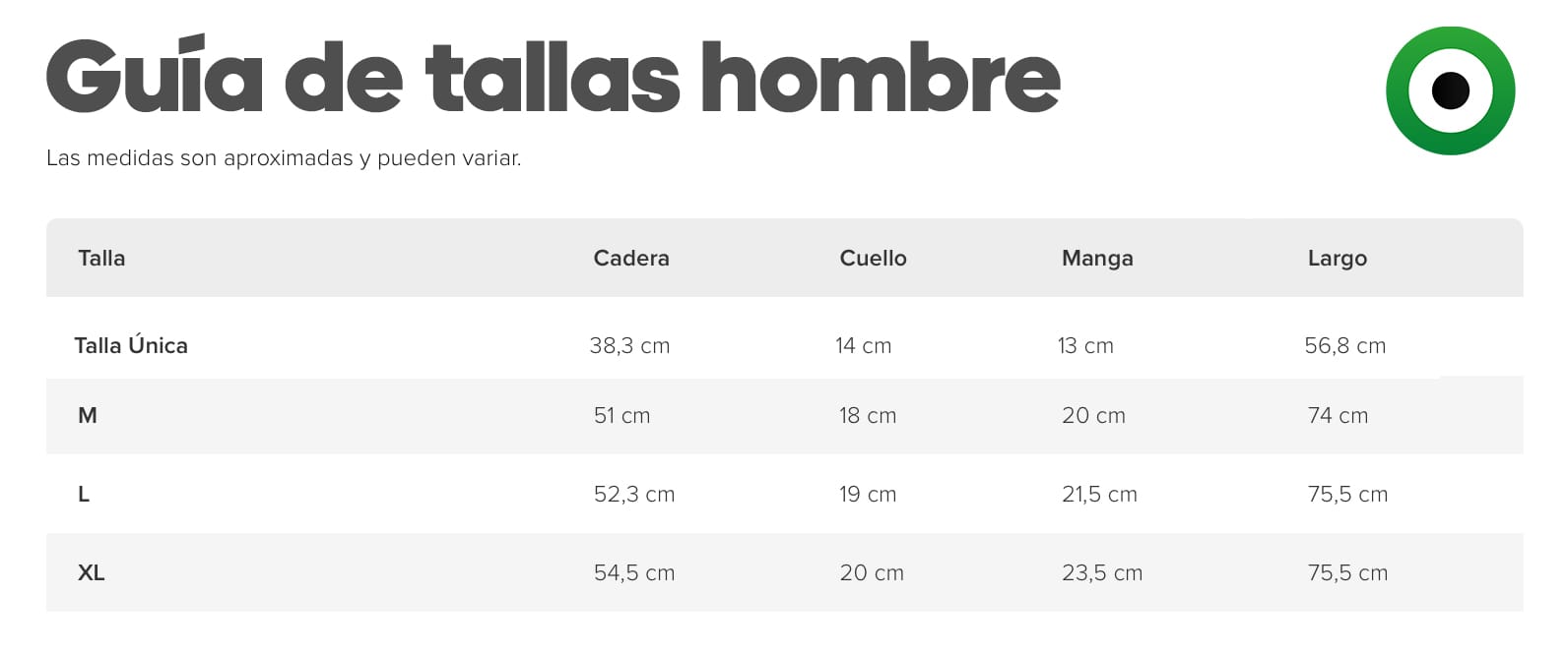 Guía de tallas 19/47 Guía de tallas 19/47
